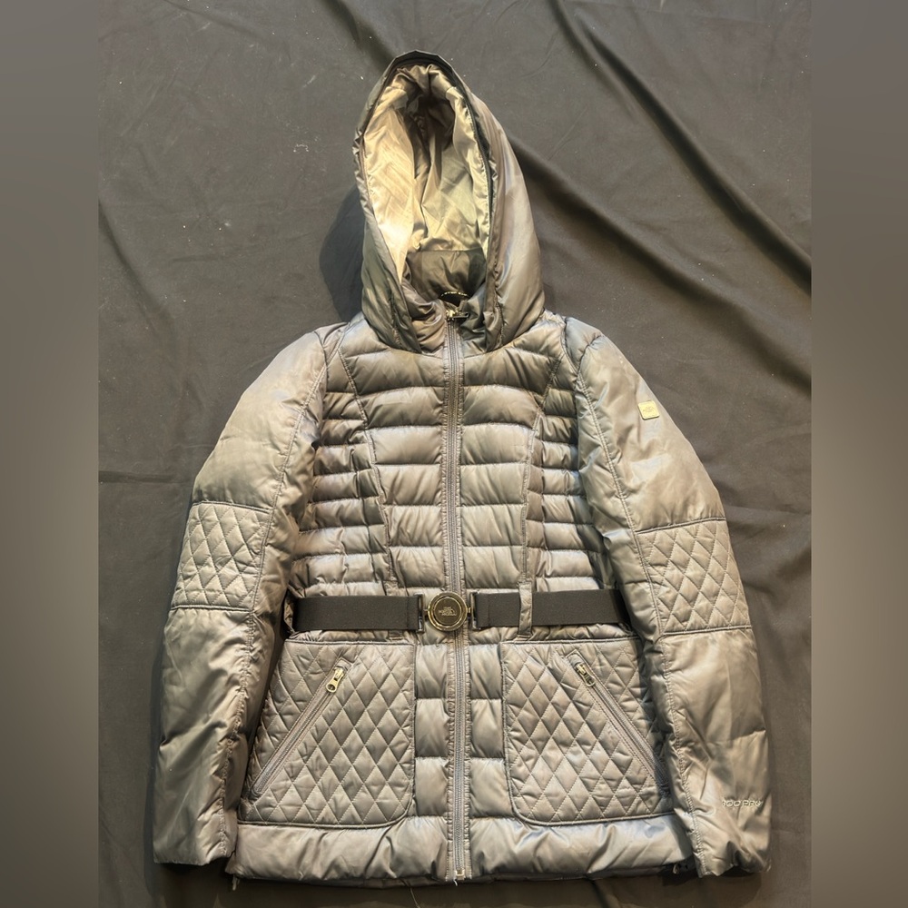 The North Face Women's Parkina 600 Down Belted Hooded Gray Jacket Sz Small